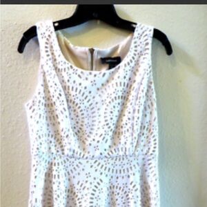 R & M Richards Beige Laser-Cut Dress